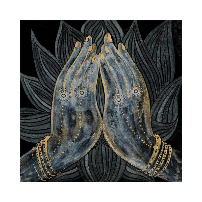 Lotus Prayer 1 Piece Wrapped Canvas Painting, 66.04 cm H x 66.04 cm W x 1.91 cm D