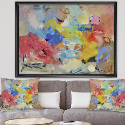 «Blue and Yellow Color Spatters III», reproduction d'art sur toile encadrée