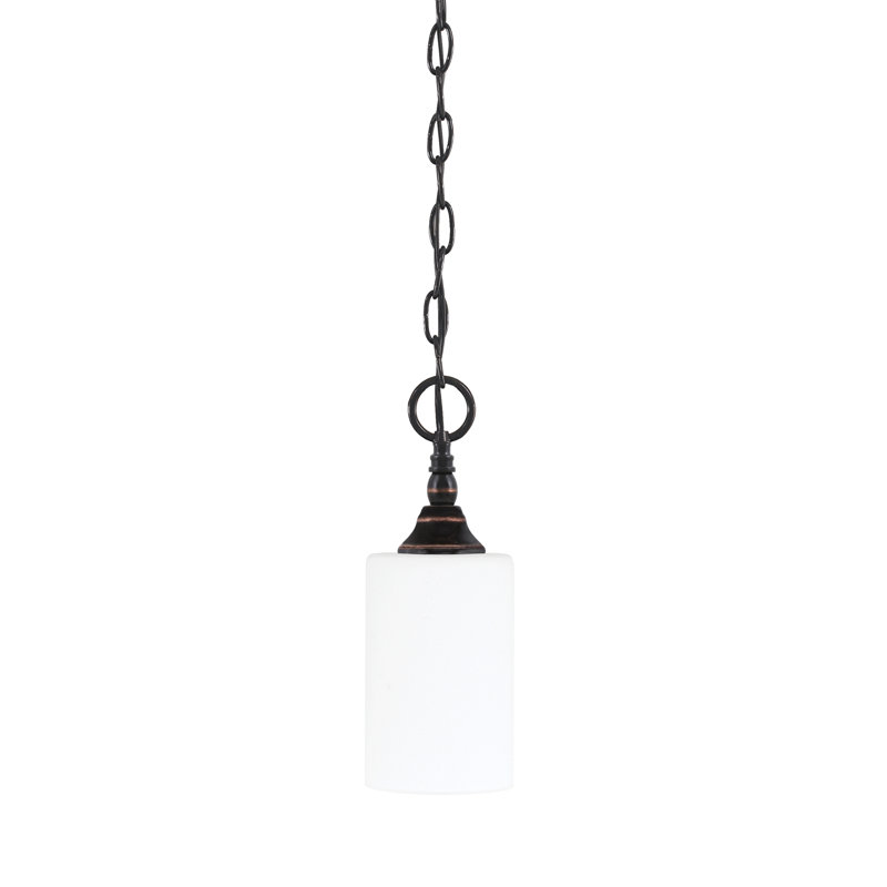 Mini-luminaire suspendu en chaîne avec verre mousseline blanc 4 po, Cuivre / noir