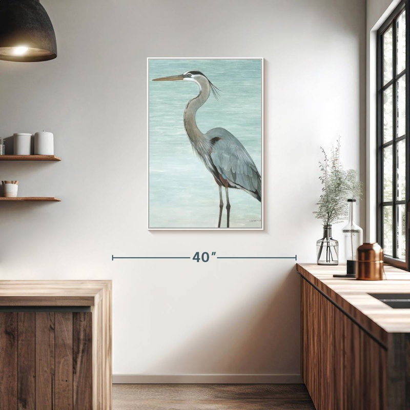 Grand héron, 25" x 37", Floating Frame White