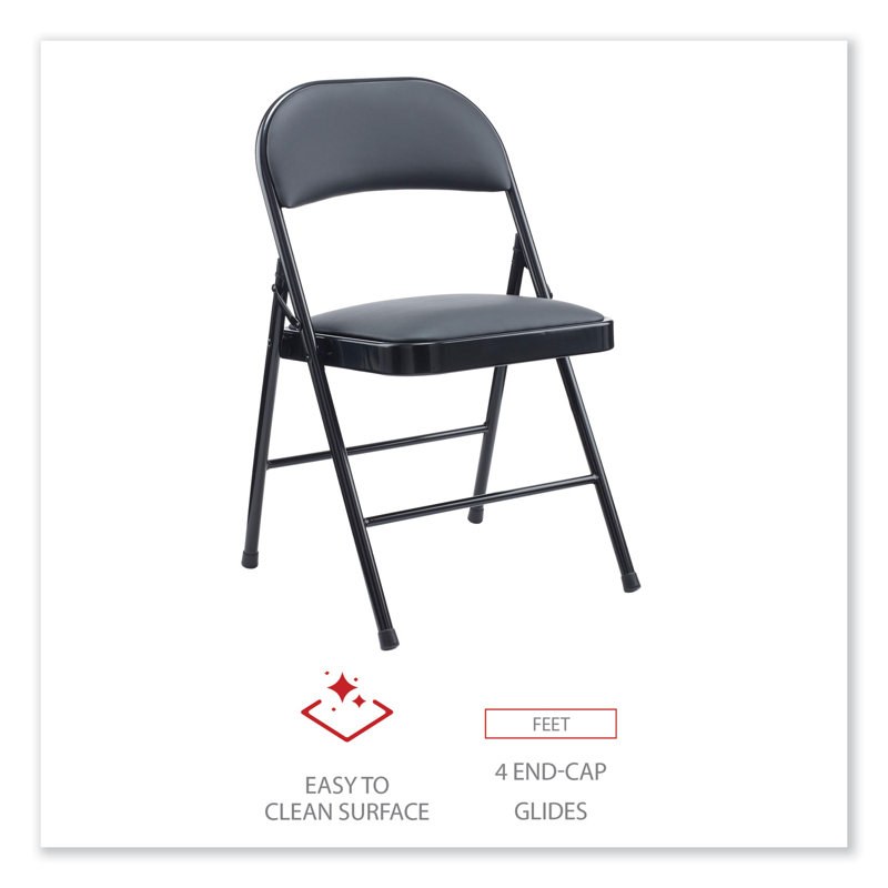 Black Armless Faux Leather Folding Reception Chair Set