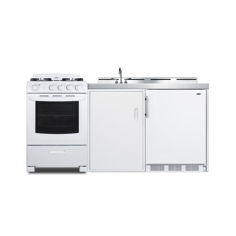 Summit 72" White All-in-One Kitchenette with Gas Range and Sink