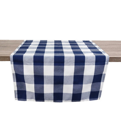 Beige-White Handmade Buffalo Check 16"X36" Table Runner