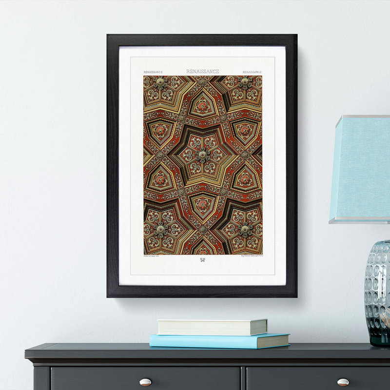 A Renaissance Pattern by Albert Racinet - Framed Print, 65cm H x 48cm W x 2cm D, Black Framed