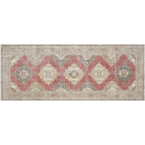 One-of-a-Kind Hand-Knotted 1960s 4'11" x 12'9" Runner Wool Area Rug in Red/Gray/Brown