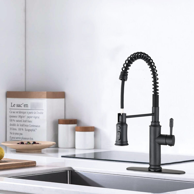 Touch Kitchen Faucet With Pull Down - Stainless Steel Matte Black Look, 360 Rotating Nozzle For All-Around Sink Cleaning Chore, Corrosion And Rust Proof Feature, Simple Water Temperature Flow