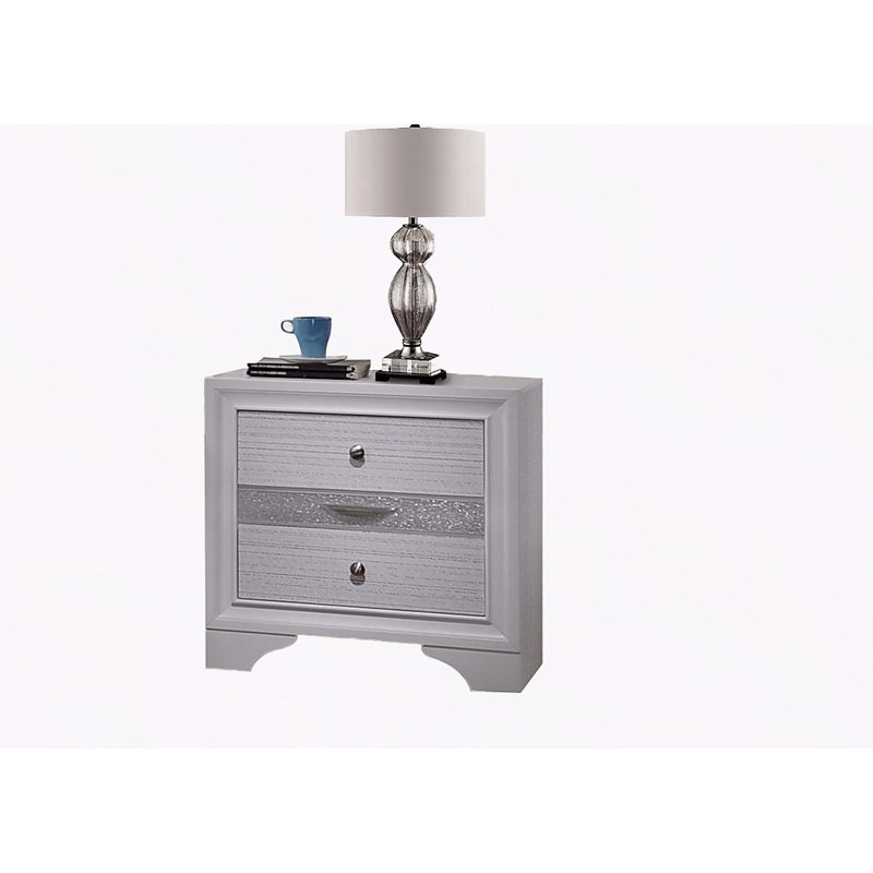 Table de chevet 2 tiroirs Traditional en bois blanc