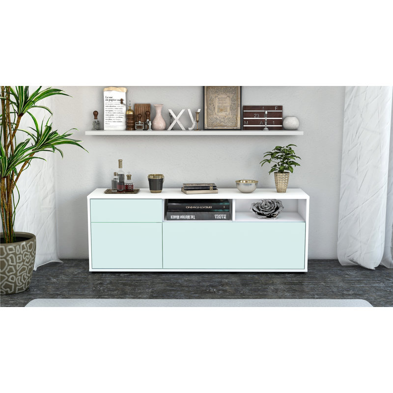 Wycoff Unfinished TV Stand for TVs up to 60", Light Blue / Matte White