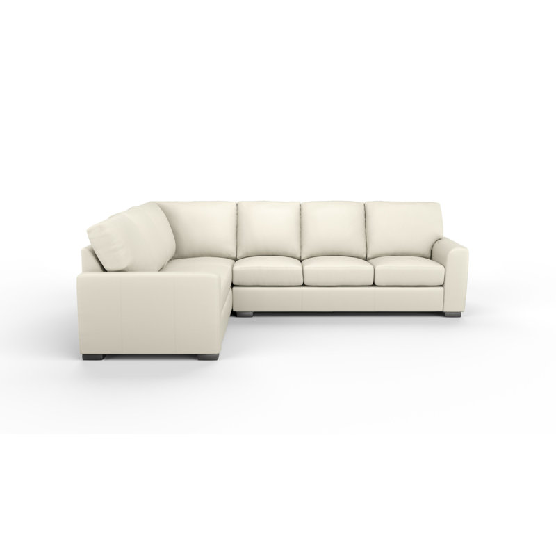 Upholstered L-Shaped Sectional, Fantasy Iceberg Genuine Leather, Right