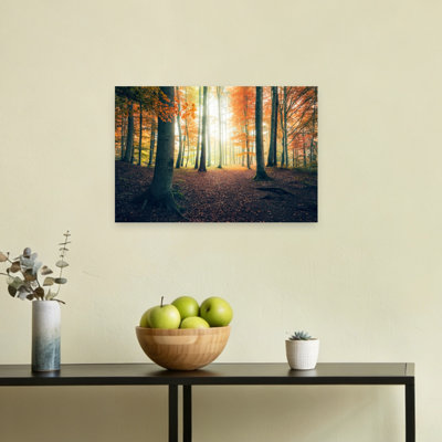 «Autumn in the Woods Abstract Contemporary Forest Landscape», reproduction d'art mural