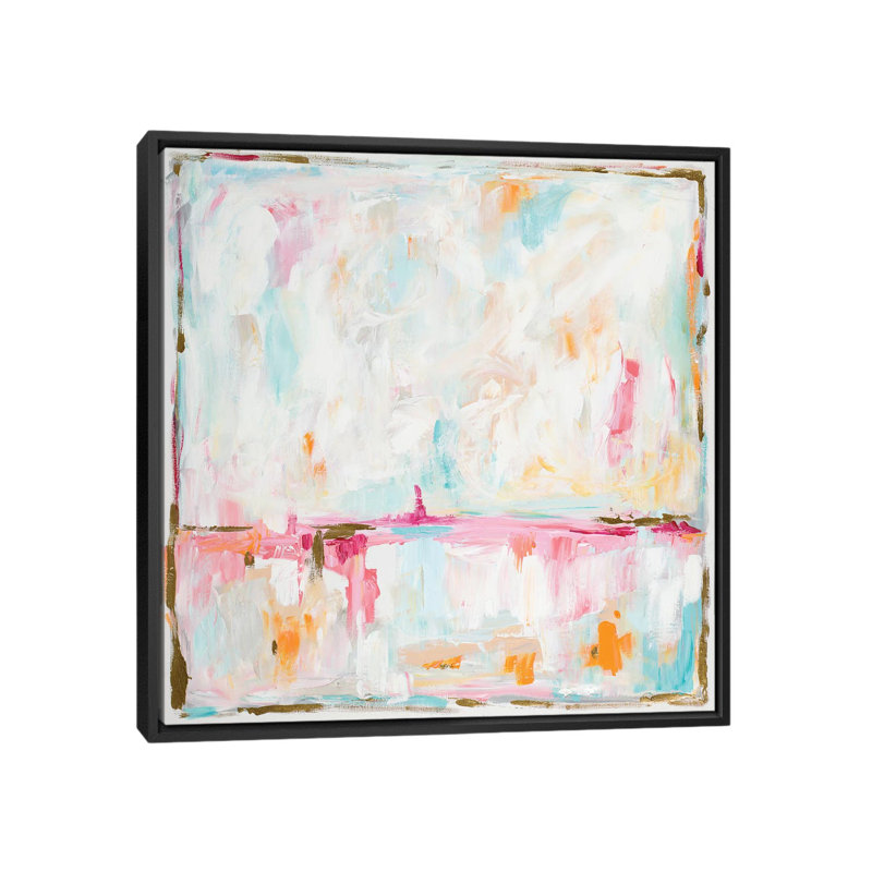 «Cotton Candy Cloud» par L. Hewitt - peinture sur toile tendue, H 18 po x l 18 po, Toile avec cadre photo, Noir