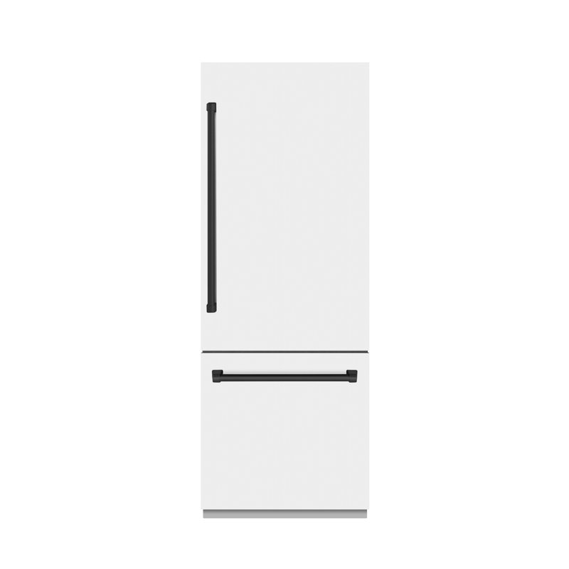 ZLINE Autograph 30 in. White Matte Built-In Refrigerator w/ Gray & Black Accents, White Matte/Black