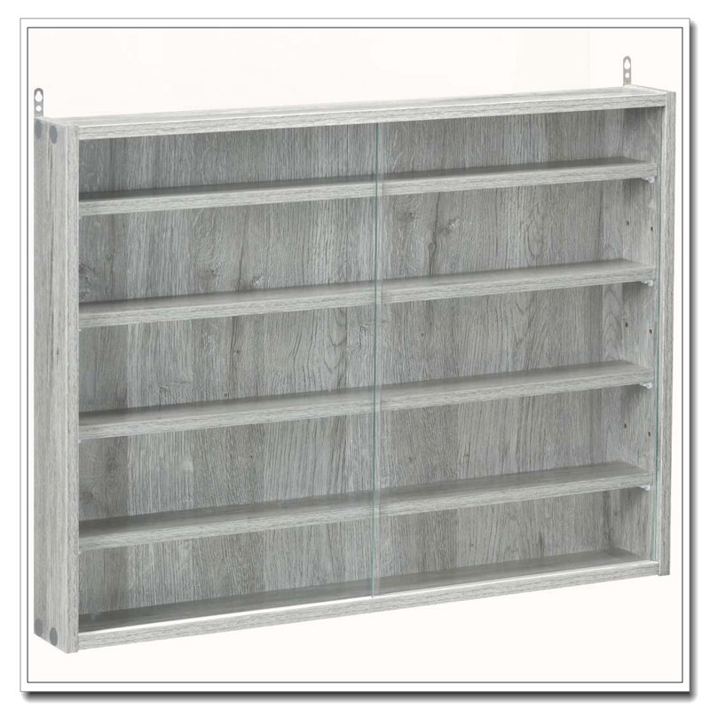Vitrine à 5 niveaux avec tablettes réglables, Gris