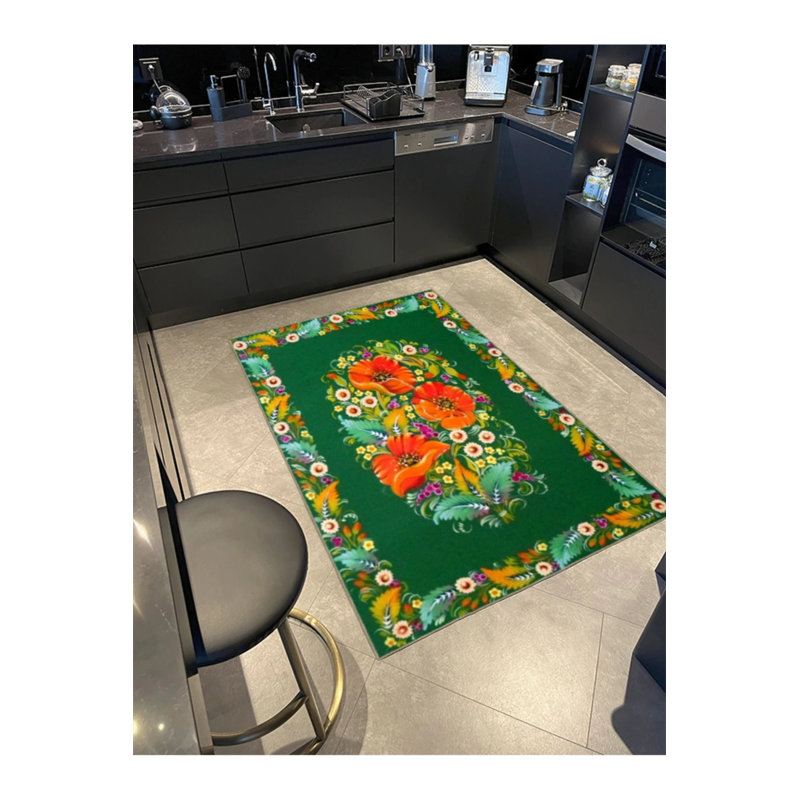 Tapis décoratif floral vert, Rectangle 3 pi 4 po x 5 pi