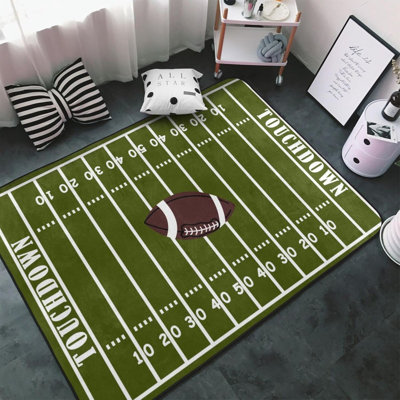 Sports AreaRug Retro American Football Field and Rugby Floor Mat Non-Slip Doormat Living Dining Dorm Room Bedroom Decor Carpet 4'x6'/47 x70 inch