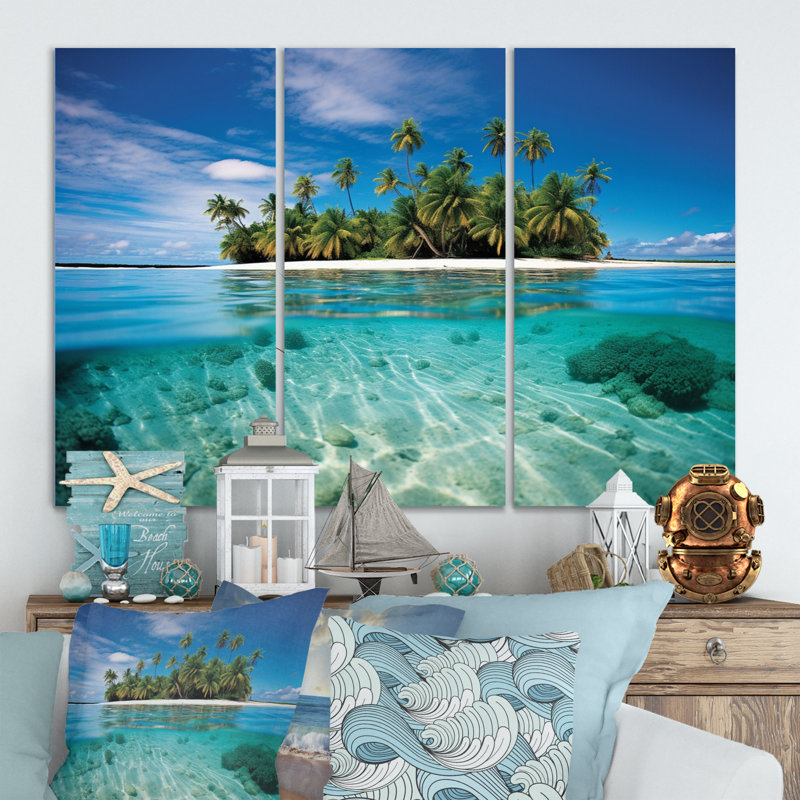 «Beach Photo Tropical Escape V» sur toile, reproduction de 3 pièces, H 28 po x l 36 po x P 1 po