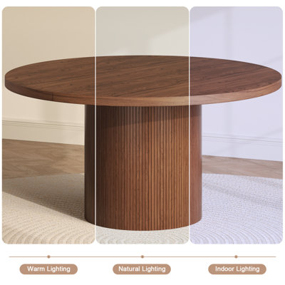 Table de salle à manger 47,2 "ronde, table de cuisine avec base en bois pour salon de cuisine