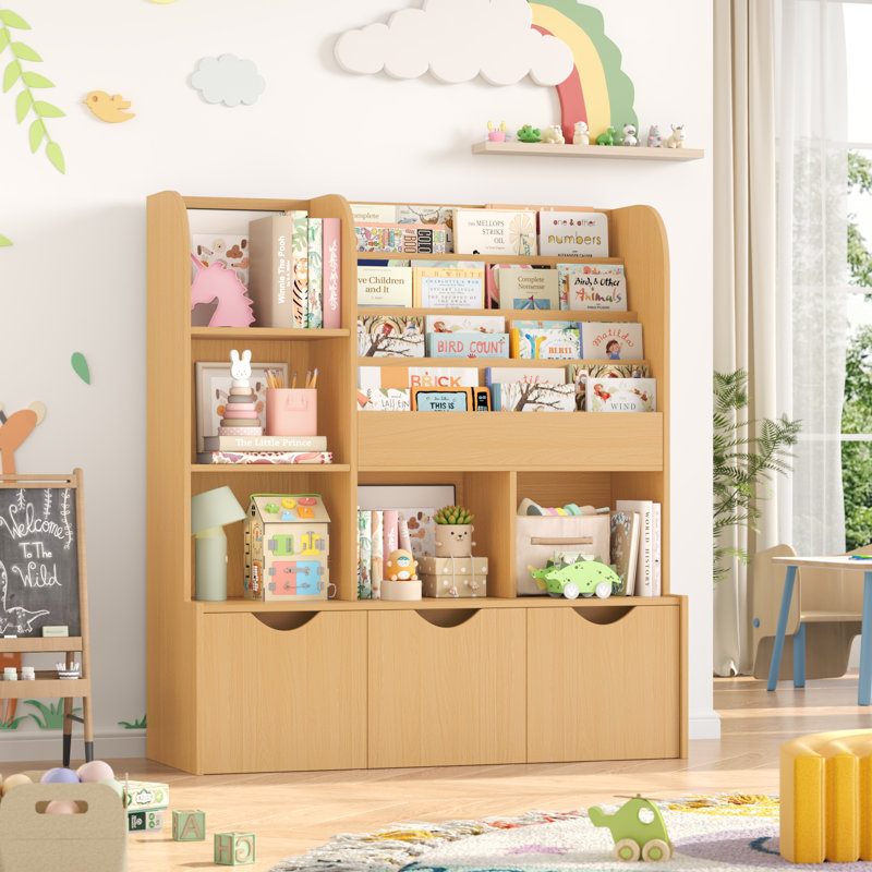 Bibliothèque à cubes Annyah H 47,2 po x l 42,5 po, blanc, Bois naturel