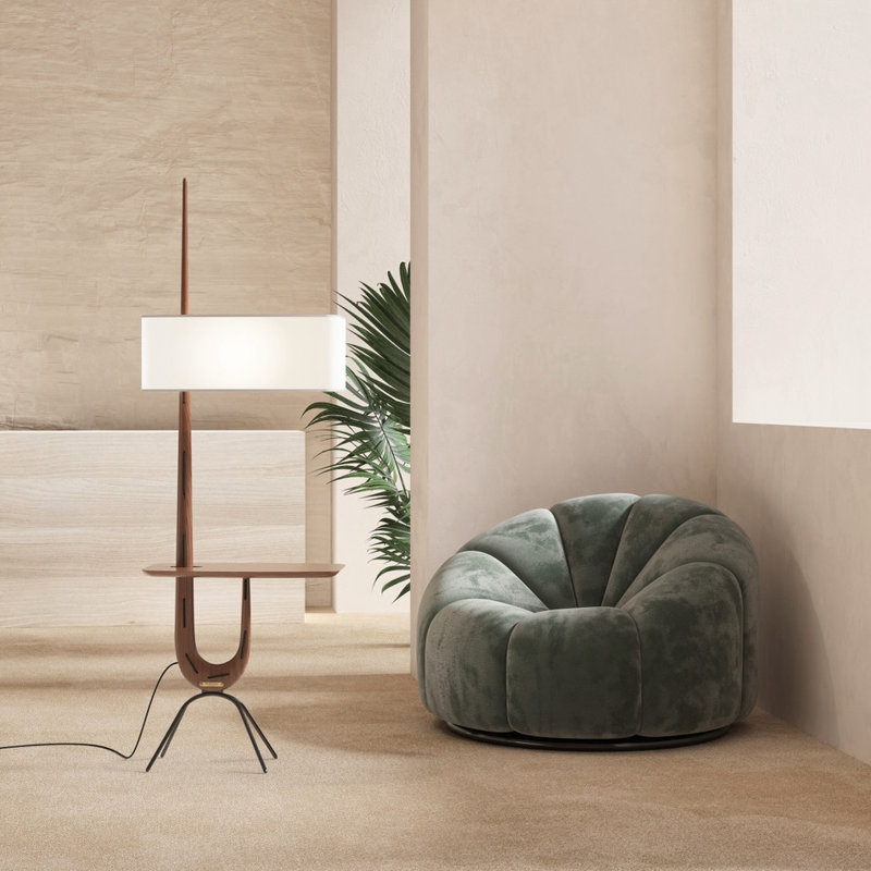 Giraffe Floor Lamp, American Walnut