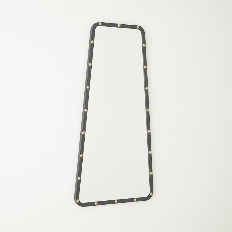 Miroir triangulaire irrégulier - noir avec clous dorés