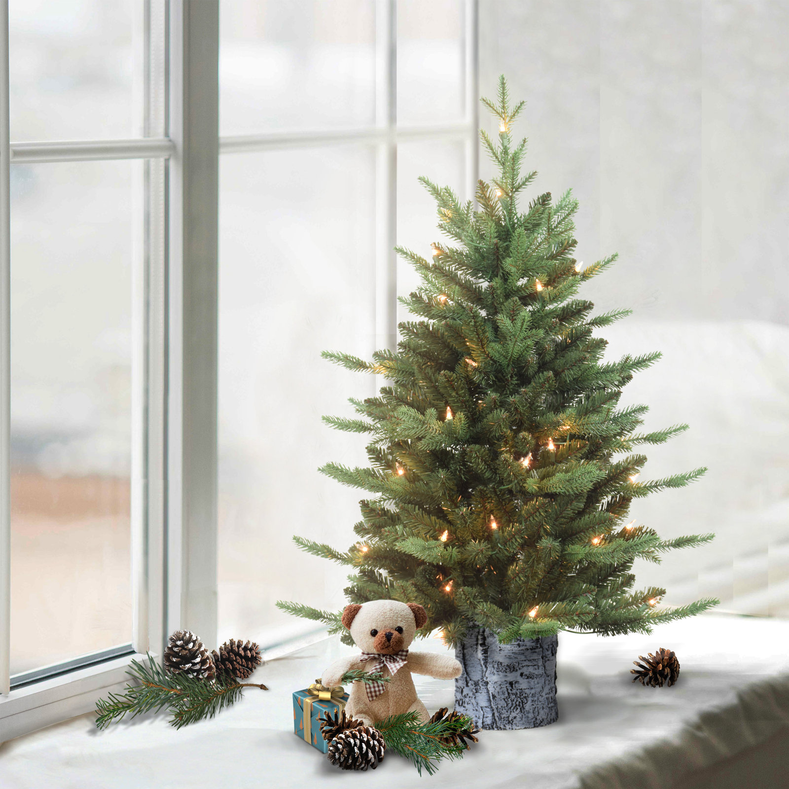36' Lighted Artificial Pine Christmas Tree