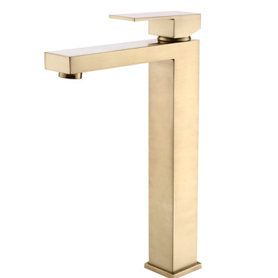 Robinet de salle de bain or brossé - monté sur le comptoir avec système de valve à cartouche