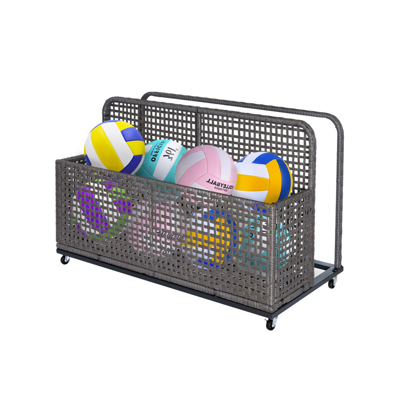 Poolside Float Storage, Outdoor Storage, Patio Poolside Float Storage Basket, Storage Box, PE Rattan Outdoor Pool Caddy with Rolling Wheels