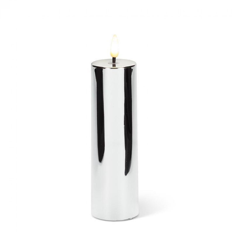 Bougie pilier à DEL sans flamme, Argent, H 6 po x l 2 po x P 2 po