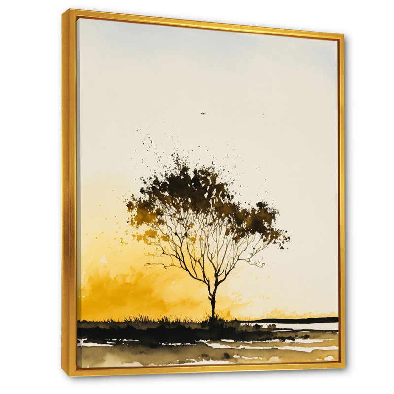 Arbre dans la campagne au coucher du soleil I - reproduction sur toile, H 40 po x l 30 po x P 1,5 po