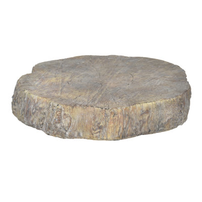  Round Faux Wood Log Accent – Cement Decorative Tabletop Display, Brown