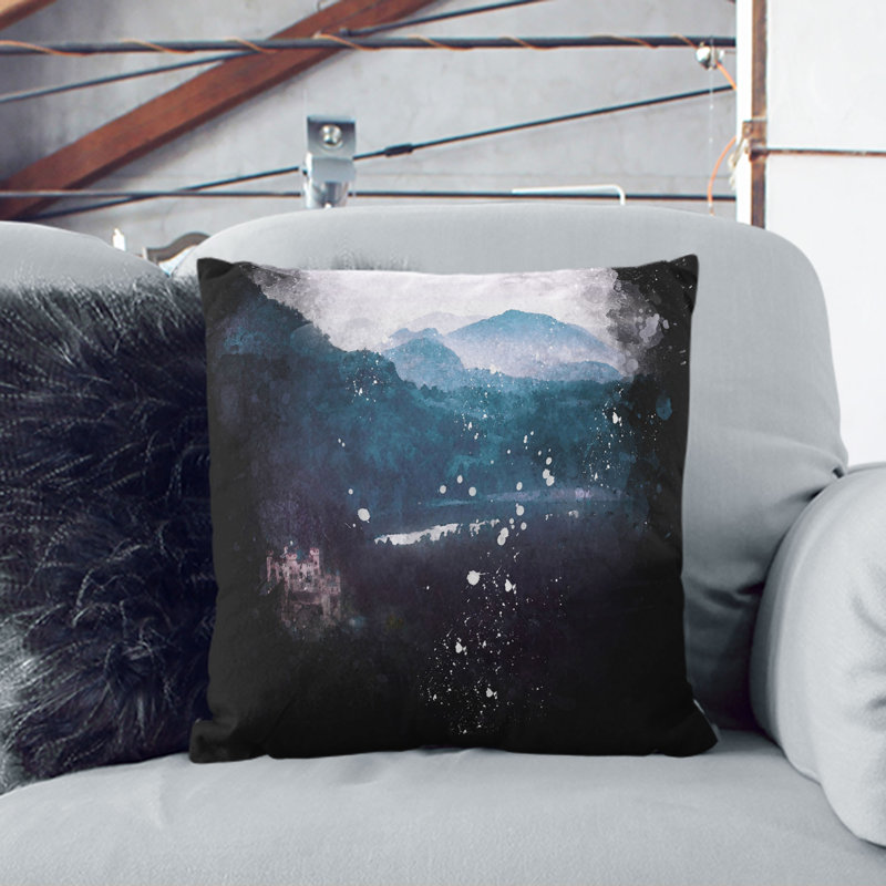 Hohenschwangau Castle Paint Splash Cushion with Filling, 40cm H x 40cm W x 15cm D