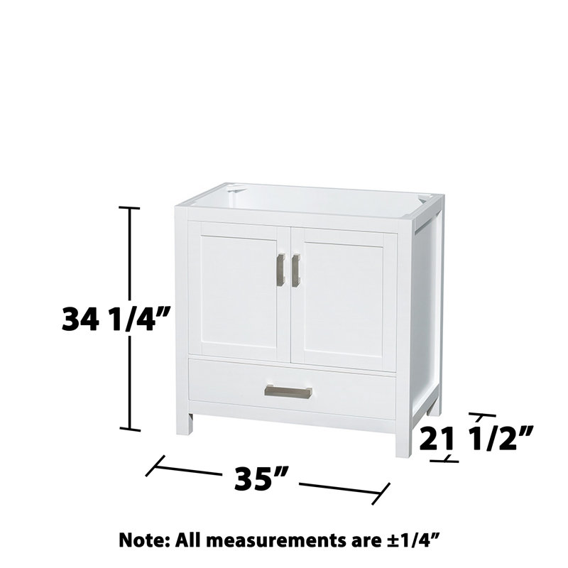 Sheffield 35" Elegant White Solid Wood Single Bathroom Vanity Base