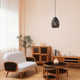 1-Light Matte Black Pendant Lighting with Twine Shade
