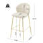 Tabouret de bar d'intérieur rembourré, tissu beige avec structure en métal, ensemble de 2
