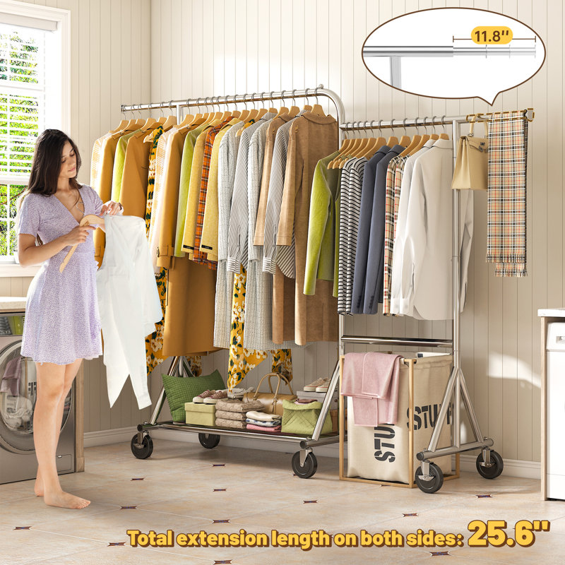 Rilen Adjustable Rolling Clothing Rack