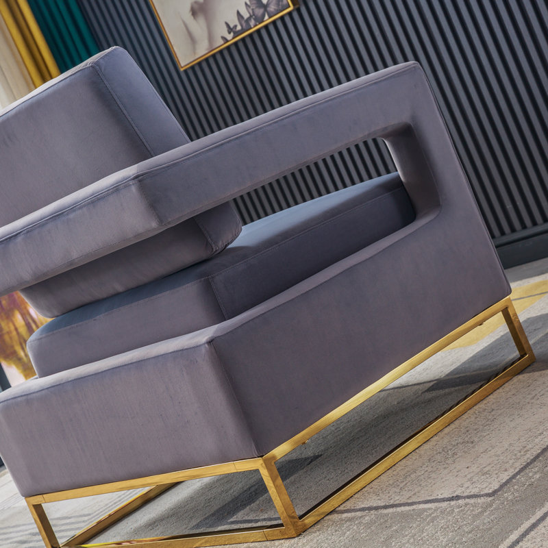 Fauteuil Teagann, Velours gris velours