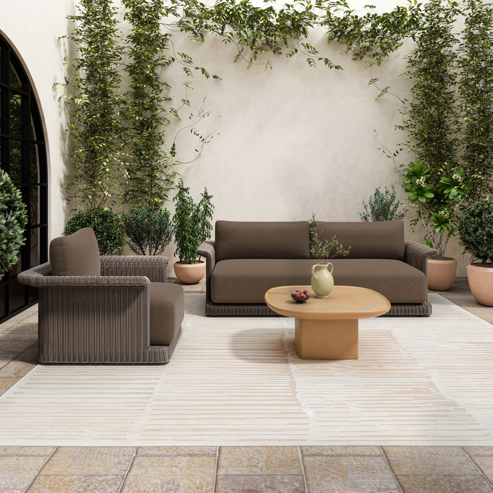 Aluminum Outdoor Lounge Chair, Brown, Brown