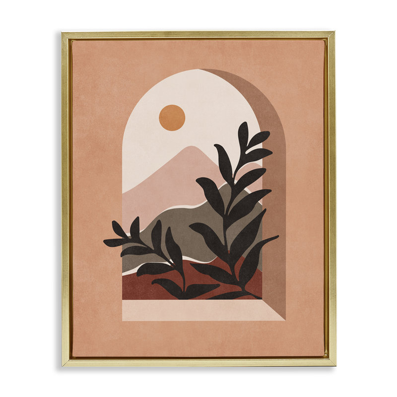 «Terracotta Boho Window», art mural encadré flottant noir par Nataly White, Cadre flottant métallique doré, H 31 po x l 25 po