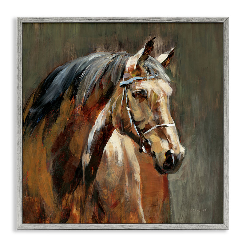 Cheval dans l'écurie au crépuscule, estampe numérique, conception par Danhui Nai, 24 po x 24 po