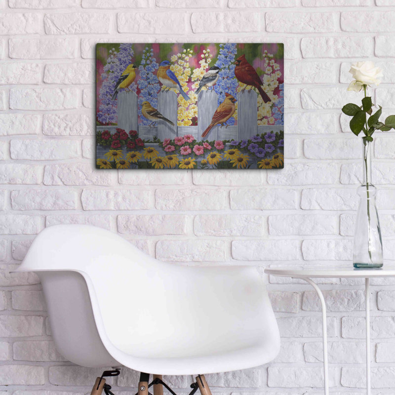 «Spring Garden Party» par Crista Forest, art mural en métal, 24 po x 16 po