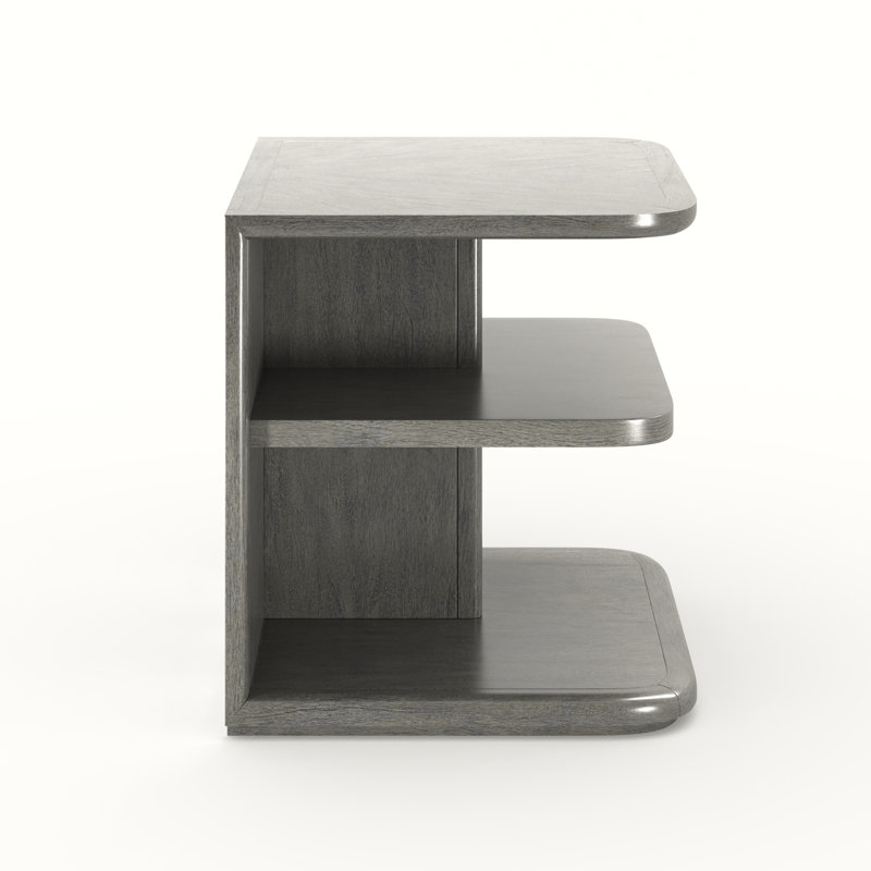 Cannello Floor Shelf End Table with Storage, Argento