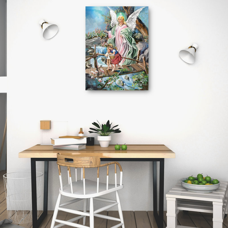 The Guardian Angel by Studio Arts Canvas Art Print, 14" H x 11" W x 1.5" D