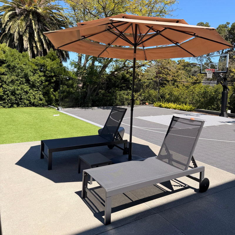 Ensemble de chaises longues inclinables 74,02 po, Gris