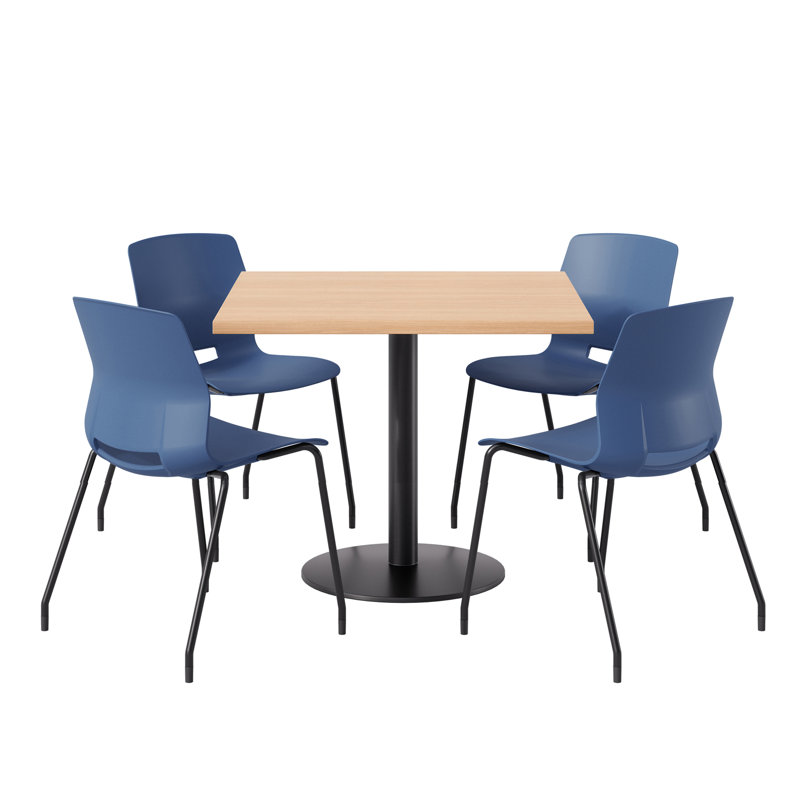 Ensemble repas pour 4 personnes à hauteur de bar, Érable, Bleu marine / Noir, H 41 po x L 42 po x l 42 po