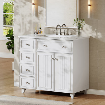 36-inch Single Bathroom Vanity With Ceramic Basin