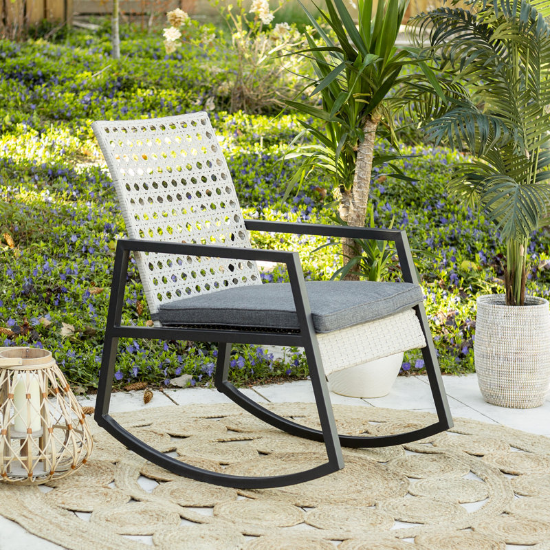 Dolezal Metal Outdoor Chair, Light Gray Frame/Gray Cushion