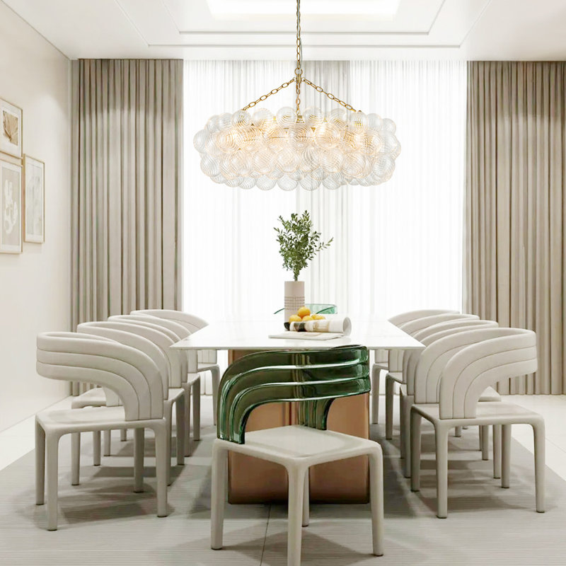 Theresa Cluster Chandelier with Glass Accents, 8, 19.69" H  x 32.68" W x 32.68" D