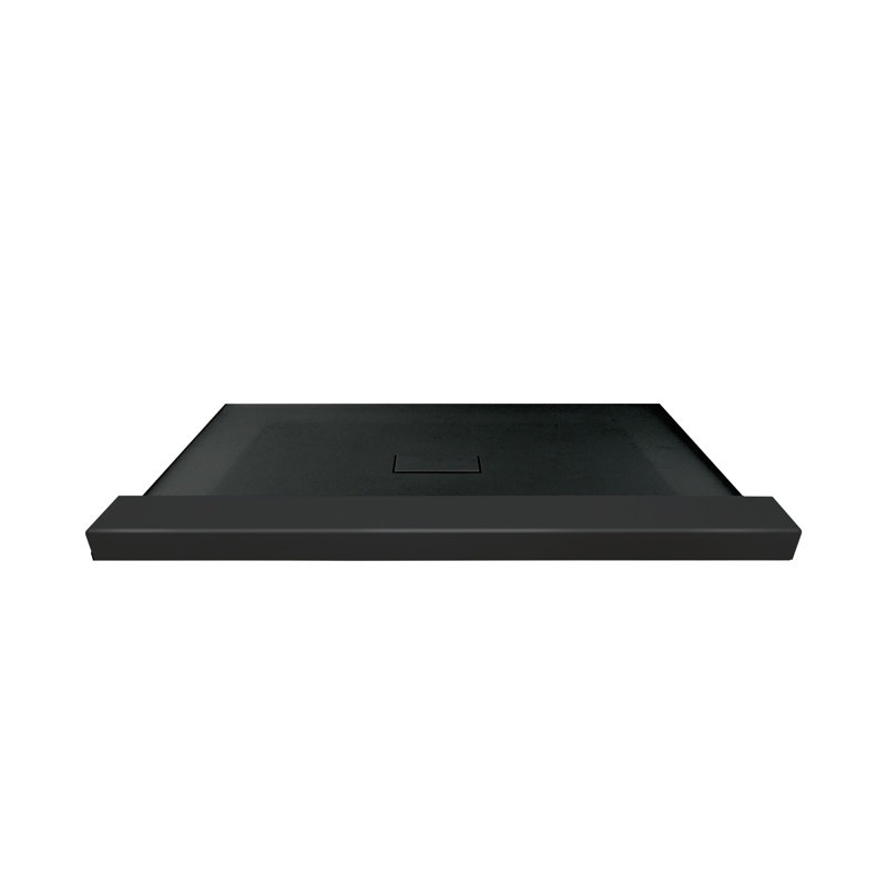 Transolid Trimslate 79-in x 40-in Shower Base with Adjustable Single Threshold and Center Drain, Black