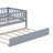 Rustic Wooden Daybed With Underbed Trundle And Protective Fence-Style Guardrails-541746097