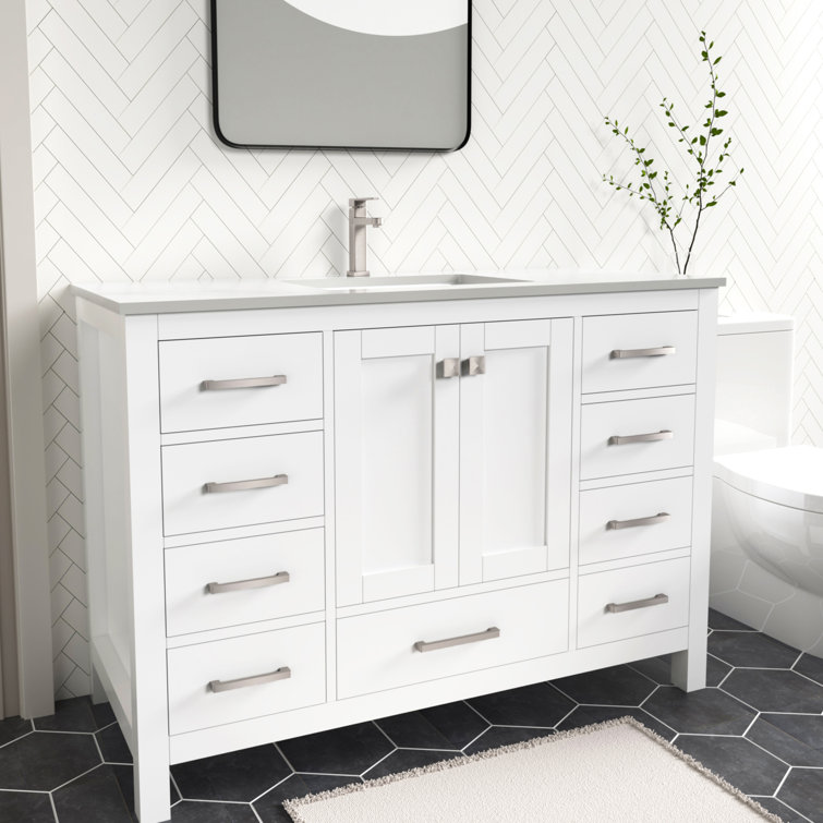 Merrimack 48 W x 23 D x 36 H Single Bathroom Vanity Set, Three Posts,  Base Finish: Gray